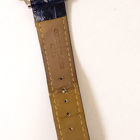 Anne Klein AK Navy Blue Day Date DOW 24-HR Red White Blue Square Face Watch main image 12